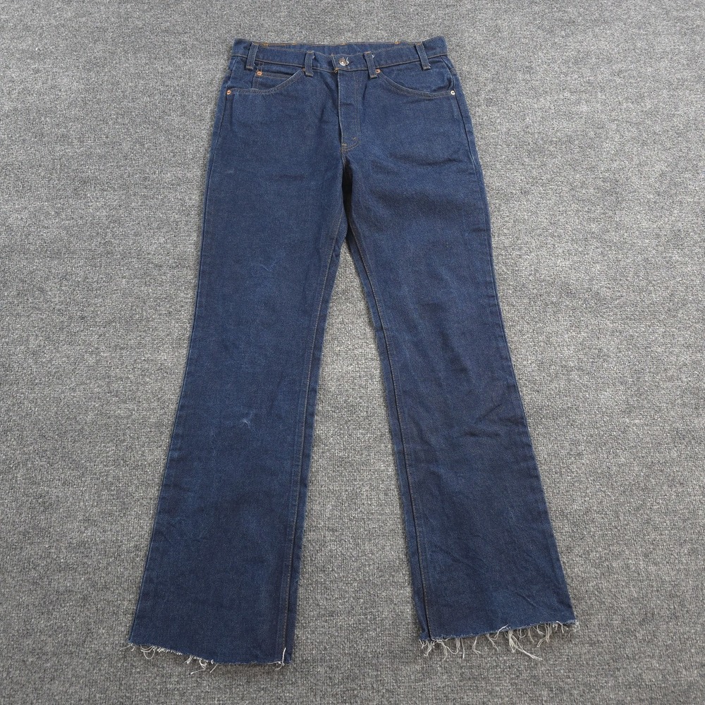 Vintage Levis Jeans Mens 34x33 Blue Denim 517 Boot Raw Hem Orange Tab 80s USA